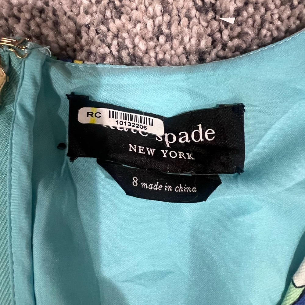 Kate Spade Anemone Floral Amelia Dress  Blue Green Sleeveless Pleated Size US 8 - Picture 8 of 14